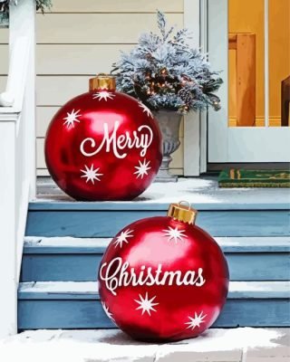 Red Christmas Ornaments Paint By Number
