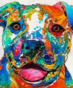 Colorful Staffy Dog Paint By Number