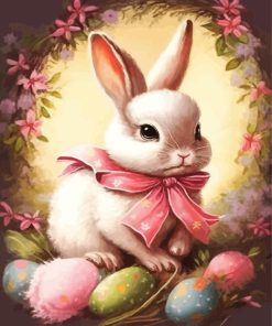 Cute White Easter Bunny Paint By Number