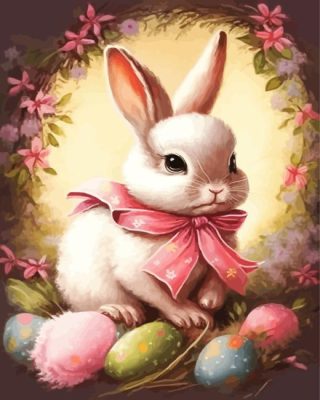 Cute White Easter Bunny Paint By Number