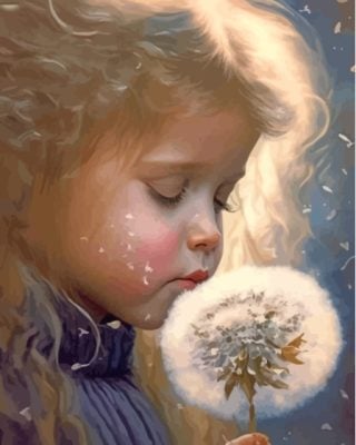 Cute Girl And Dandelion Paint By Number