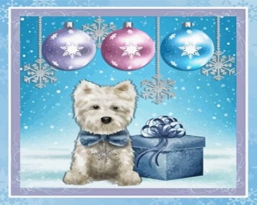 Cute White Westie Christmas Paint By Number