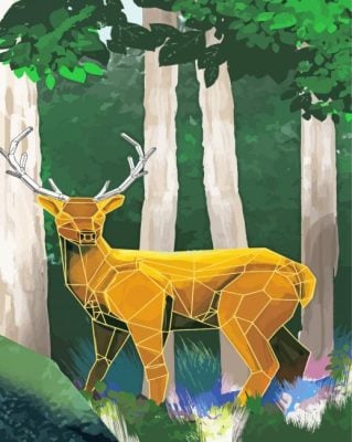 Geometric Gold Deer Paint By Numbers