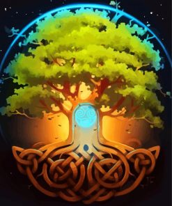 Green Celtic Tree Paint By Number