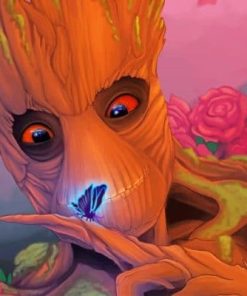 Groot Holding A Butterfly Paint By Numbers