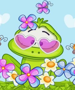 Kawaii Frog With Sunglasses paint By Numbers