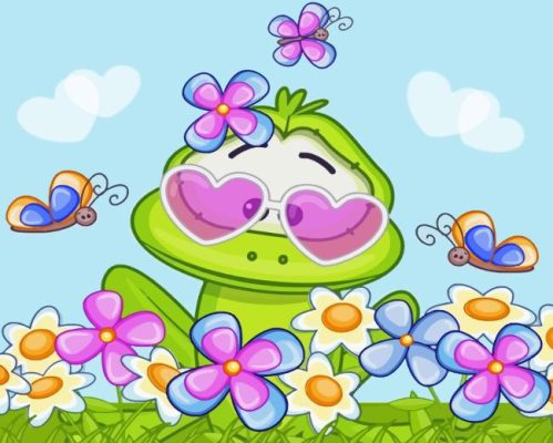 Kawaii Frog With Sunglasses paint By Numbers