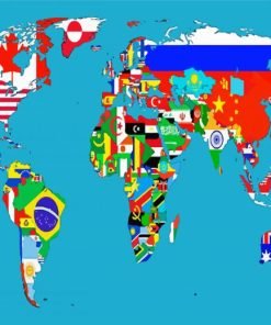 Map World Flags Paint By Numbers