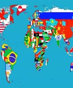 Map World Flags Paint By Numbers