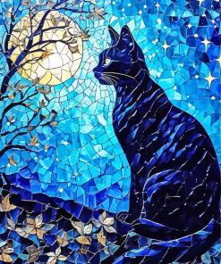 mosaic black cat paint by number
