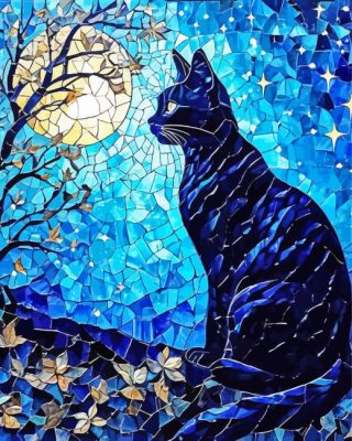 mosaic black cat paint by number