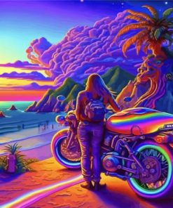 Neon Motorcyclist Paint By Number