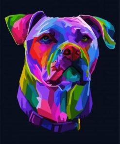 Pitbull Colorful Dog paint by numbers