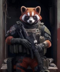 Red Panda Soldier Paint By Number