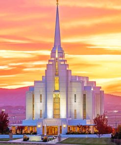 Rexburg Lds Temple Sunset Paint By Numbers