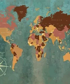 Vintage World Map Paint By Numbers