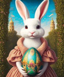 White Easter Bunny Paint By Number