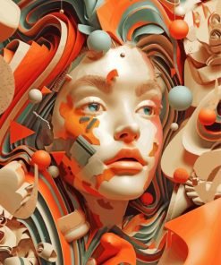 3D Young Lady Face Paint By Number