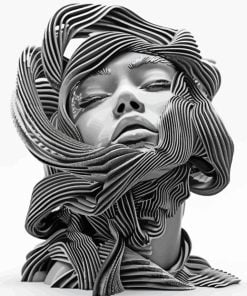 Monochrome 3D Lady Paint By Number
