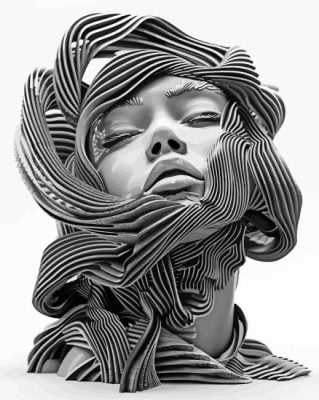 Monochrome 3D Lady Paint By Number