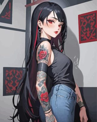 Anime Tattooed Girl paint by number