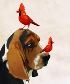 Basset Hound And Cardinals Paint By Number