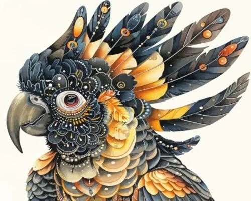 Aesthetic Black Cockatoo Art Paint By Number