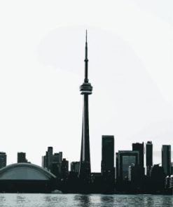 Black And White Cn Tower Paint By Numbers