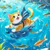 Cat In A fishpond paint by number