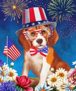 Dog Celebrating 4th Of July Paint By Number