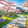 Cherry Blossom Japanese Garden paint by number