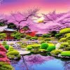 Cherry Blossoms Japanese Garden paint by number
