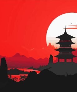 Chinese Scenery Silhouette Paint By Number