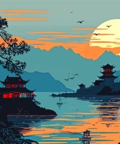 China Scenery Sunset Paint By Number