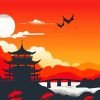 China Scenery Silhouette Paint By Number