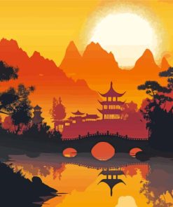 China Scenery Sunset Art Paint By Number
