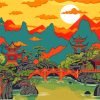 Chinese Scenery Sunset Paint By Number