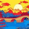 Chinese Scenery Sunset Art Paint By Number
