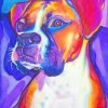 Colored Boxer Dog Paint By Number
