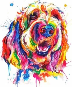 Colorful Goldendoodle paint by numbers