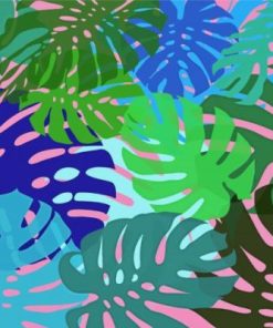 Colorful Monstera Leaves Paint By Numbers