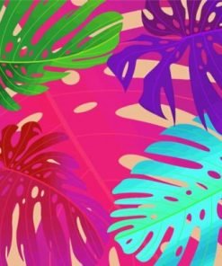 Colorful Monstera Leaves Paint By Numbers