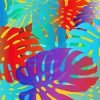 Colorful Monstera Plant Leaves Paint By Numbers