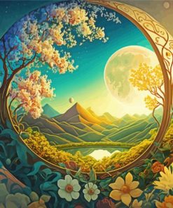 Equinox Wreath with mountains paint by numbers