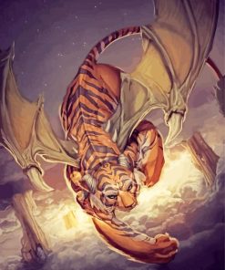 Fantasy Winged Flying Tiger paint by number