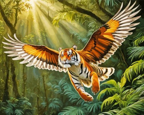 Flying Tiger In Jungle paint by number