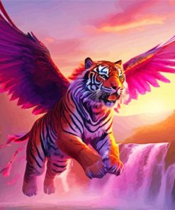 Flying Tiger With Pink Wings paint by number