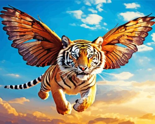 Flying Tiger With Wings paint by number
