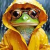 Frog In Glasses Under Rain Paint by numbers