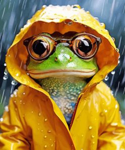 Frog In Glasses Under Rain Paint by numbers